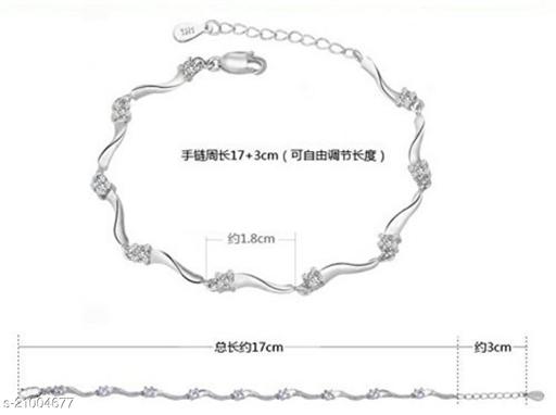 MYKI Silver Swarovski Crystal Delicate Bracelet for Women & Girls