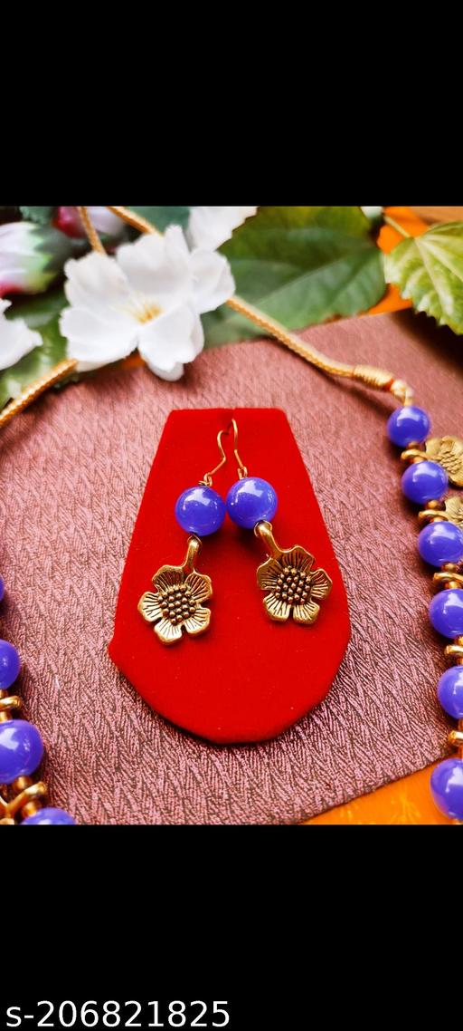 New-Trendy-Blue-Pearls-mala-Nacklace-With-earring-jewellery-set