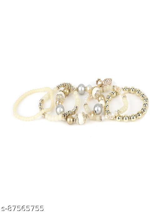 Aaishwarya Off White Layered Charms Bracelet Set