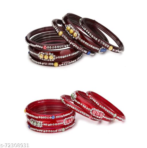 Somil Colorful Party Glass Bangles And Kada Set, Beautifully Hand Ornamented with Beads