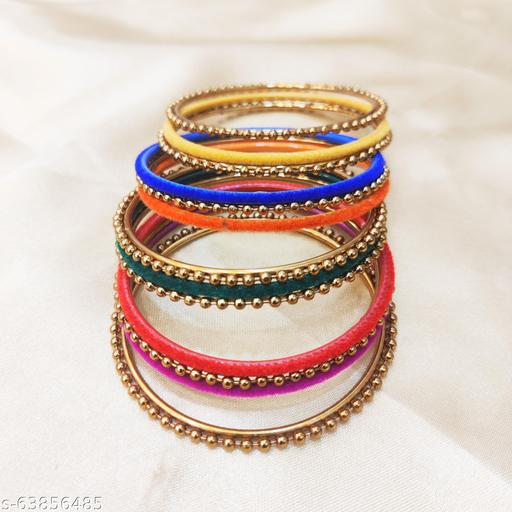 Multi colour metallic chudi with velvet finish