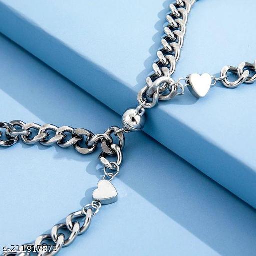 Trending Couples hand bracelet with heart for women and men