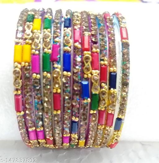 Multicolor jarkan bangles (12 bangles)