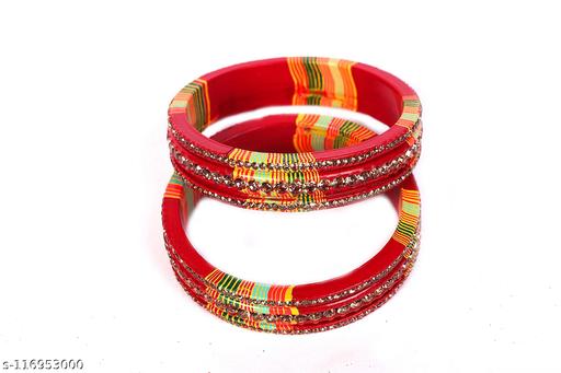 Lac kada set in red green combination with stone studded