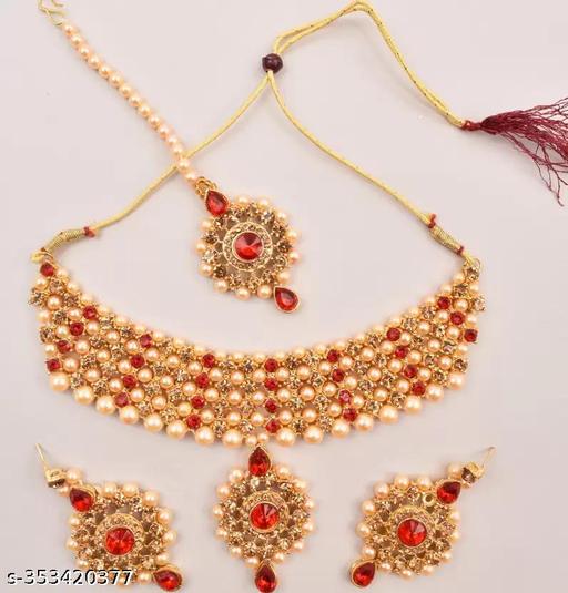 Jewellery-Set-for-Women-American-Diamond-Necklace-Set-with-Earrings,-Jewellery-for-Girls-and-Women/Gold-Plated-Pearl-Choker-Necklace-Set-for-Women/jewellery-setTraditional-Stylish-Ethnic-&-Party-Wear-Multi-Stone-&-Pearl-Beaded-Choker-Necklace-set-wit