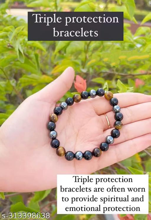 tripal protection braceletTriple Protection Bracelet Hematite Black Onyx Tiger Eye Stone Bracelets Bring Luck and Prosperity for You | AAA Quality .Graceful Bracelet & Bangles