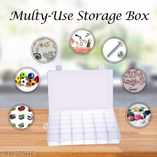 36 Grid Multipurpose Plastic Jewellery Organizer Plastic Grid Box Organizer for Jewelry, Hair Pins, Medicine and Kit Ear Ring Organiser Storage Box for Travel Home Women - Transparent(06)