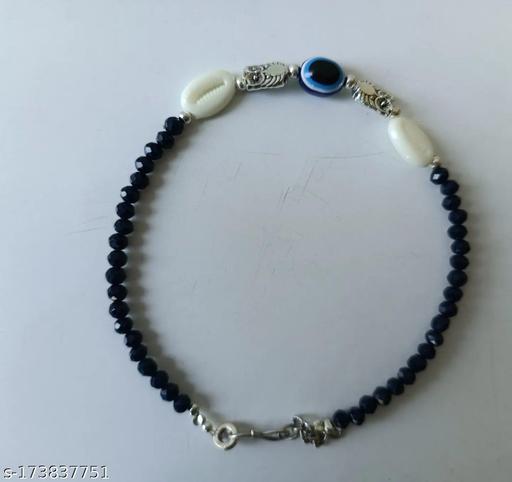 Single Evil Eye Anklet With Oxodised owl shape bead Crystal beads