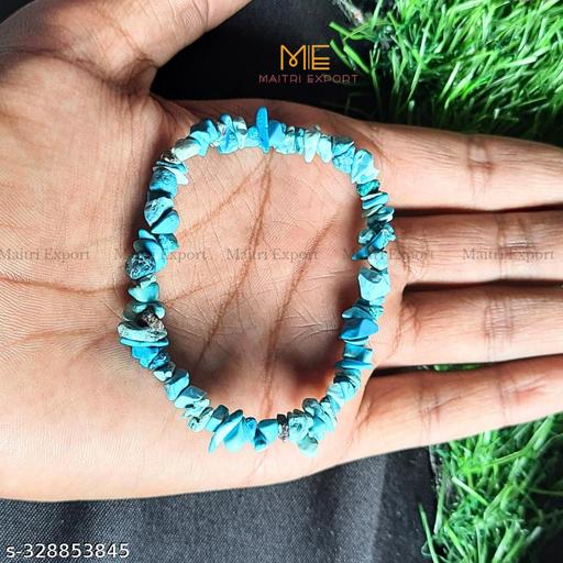 Maitri Export Crystal stone Tourquoise Polished Chips stretchable bracelet