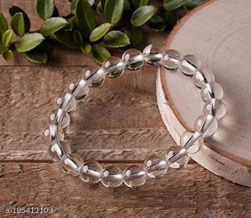 Spathic Clear Crystal Stone Natural Reiki Healing /Quartz 8 mm Beads Charm Bracelet for Men and Women