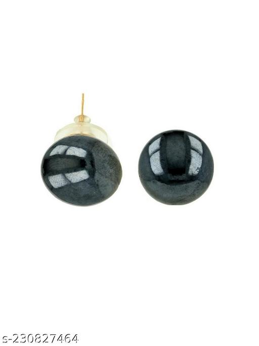 Pearl Statement Studs - Charcoal