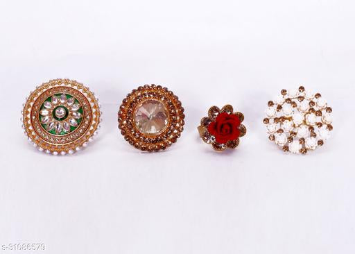 Gold Plated Ring Set 4Pcs Combo Set of 4 Rings