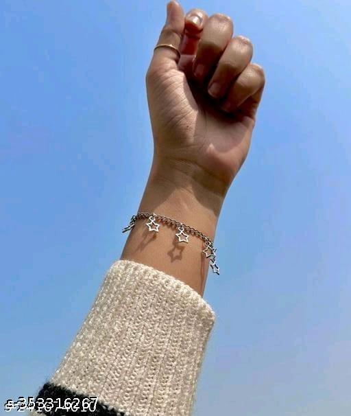 Oxidised new trending silver bracelet for girls women