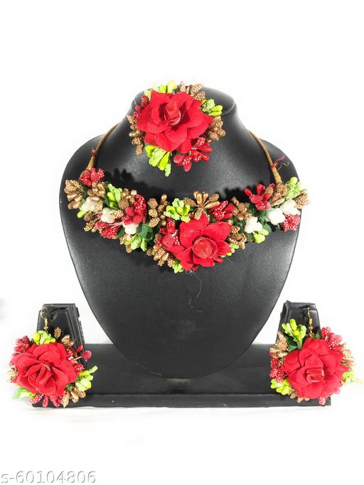 PJ-Designs-Artificial-Flower-Jewellery-Set-Red-Color-for-Haldi,-Baby-Shower,-Mehendi-and-Godbharai-for-Women-and-Girls