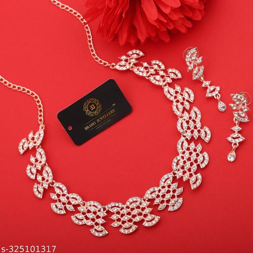 DK-UNIQUE-Jewellery-Rose-Gold-diamond-Choker-necklace-For-Women-and-Girls