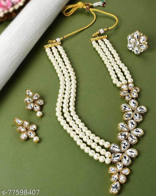 Indian's-Fashion-Multistranded-Pearls-Necklace-with-Earring-&-Ring(1437-White).