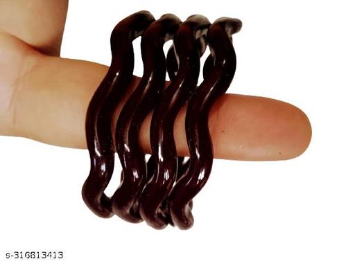 Zigzag thin plastic pola bangle (maroon)- 02 pair