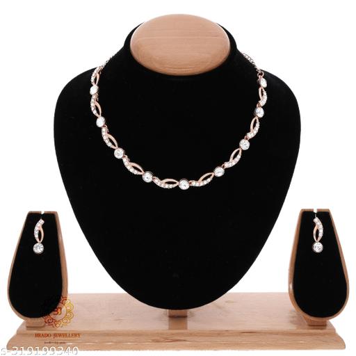 DR-FASHION-Pack-of-1-Rose-Gold-Plated-American-Diamond-And-Heavy-Polished-Diamond-Choker-Necklace-set-with-1-Pair-of-Earrings-Jewellery-Set
