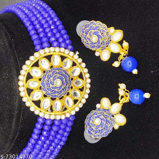 Choker-Necklace-Set-Blue-with-Earrings