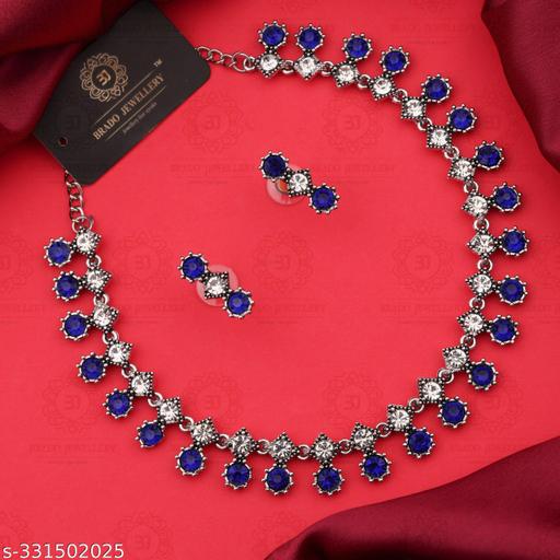 BR-Jewellery-Silver-Plated-Necklace-Set-with-Heavy-Color-Polished-Diamond-Kundan-Earring-Jewellery-Set-for-Women-and-girls