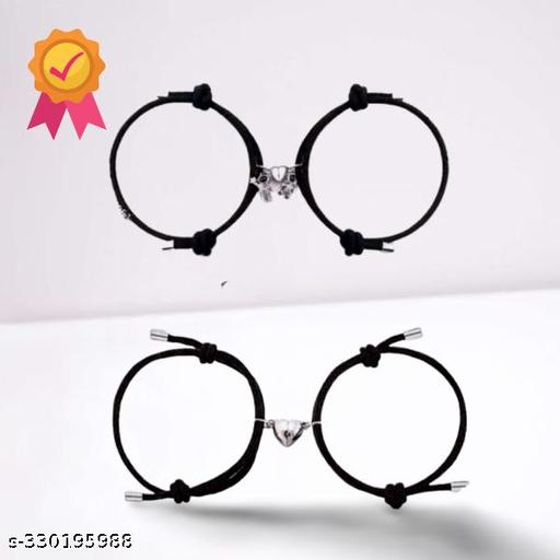 Pack of 2 ( Black Dori & Astronaut Thread Combo ) Fancy Magnetic Bracelets for Women Latest for Couple Gifts for Lovers | bracelet for girls, lover | Gifts for couples, friendship bracelet, best friend gift | friendship band |