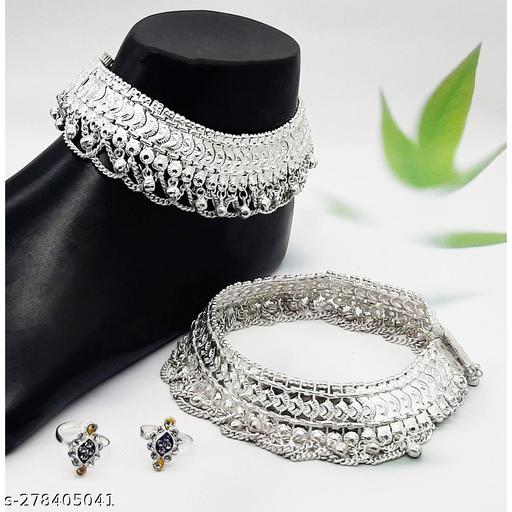 Bridal Must-Have: Fancy Heavy Anklet with Mathri and Jhalar Design with 2 pcs Barfi Meena Set Combo Pack For Gift Set