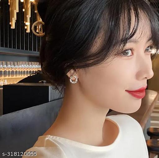 Pearl Ad stone Korean Earrings Light Weight Women Girls stylish fashion earrings trendy