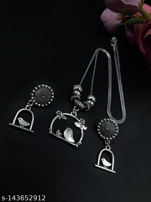Oxidised-Bird-Necklace-Set-Combination