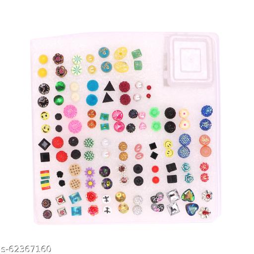 Shivarth Jewellery Earrings Plastic Stud Tops Earring for Women and Girls Assorted Colour & Design ( Combo pack of 60 )