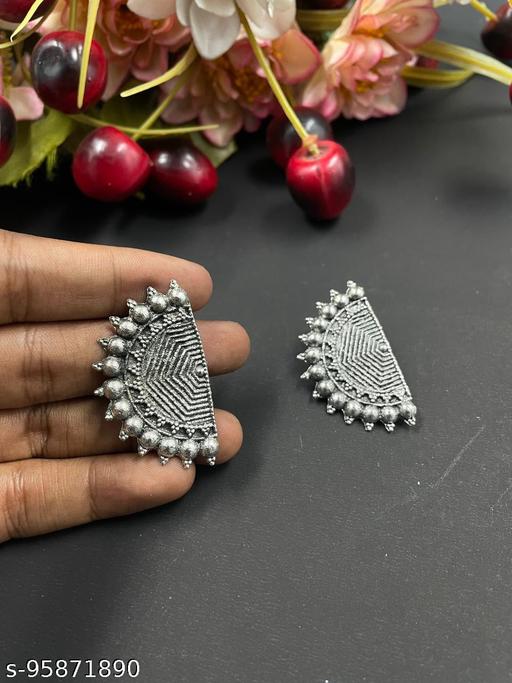 Oxidised German silver stud earrings