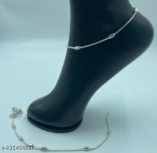 MicroBirdss Pair of Anklet Fancy Silver Plated Casual Alloy Stunning Designer Traditional 5 Capsule Design Anklet/Payal for Women & Girls