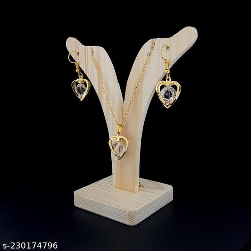 High-gold-plated-fency-designer-stylish-diamonds-pendent-chain-with-earrings-set...