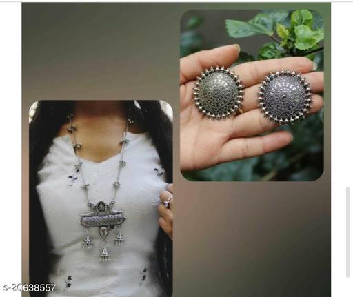 German-Silver-Peacock-long-chain-necklace-with-earrings