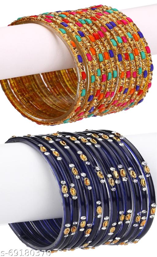 Somil New Designer Combo Of Colorful Glass Bangle/Kada Set_Bridal246