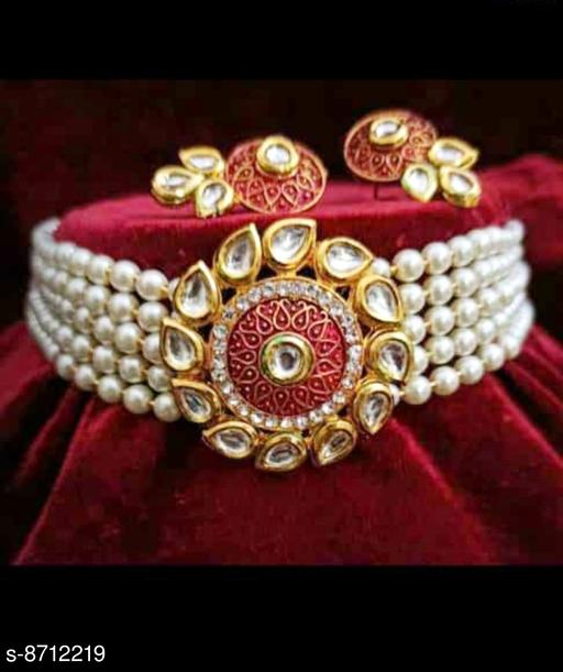 Gilher-Mehroon-Kundan-Choker-Set-With-Earrings-For-Women-And-Girl