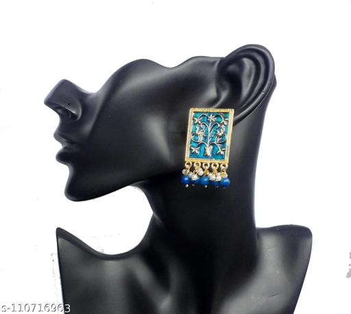 Hand Painted Blue Stud In Big Size