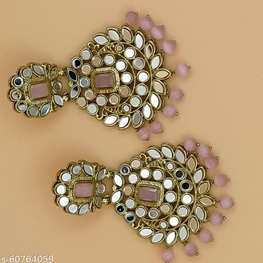 Mirror Stone With Monalisa Beads Earing