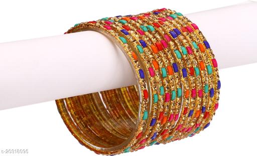 Afast Multicolor 12 bangle Set Decorative With Colorful Stone & Beads With Safety Box_2.2