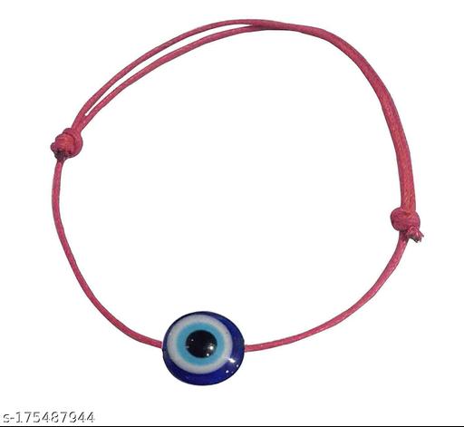 Woman Blue Evil Eye Beads Red Single Thread Handmade Adjustable Anklet 1Pcs