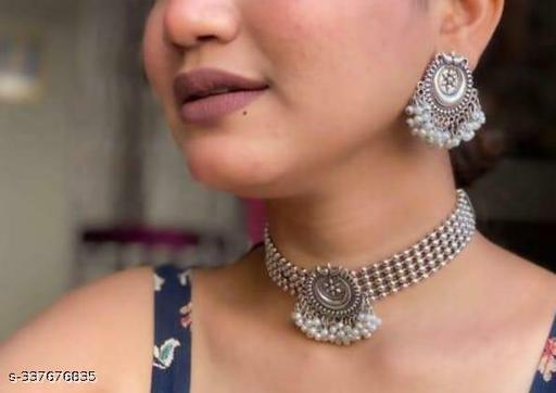 Oxidized-Necklace-And-Eye-Earring-For-Girls-And-Women