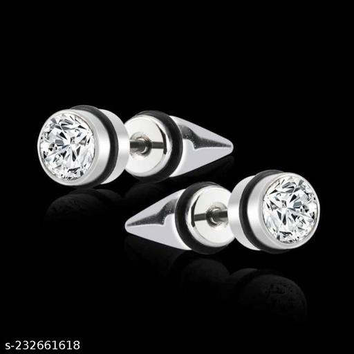 Valentine jewellery Stainless Steel silver Piercing Screw Clip on Bali Stud Ear rings Earing Pierced silver Earrings Combo for men boys boyfriend girls MENS EARRINGS