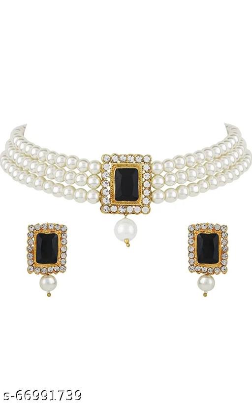 pearl-stone-black-necklace-with-earrings-Jewellery-Set