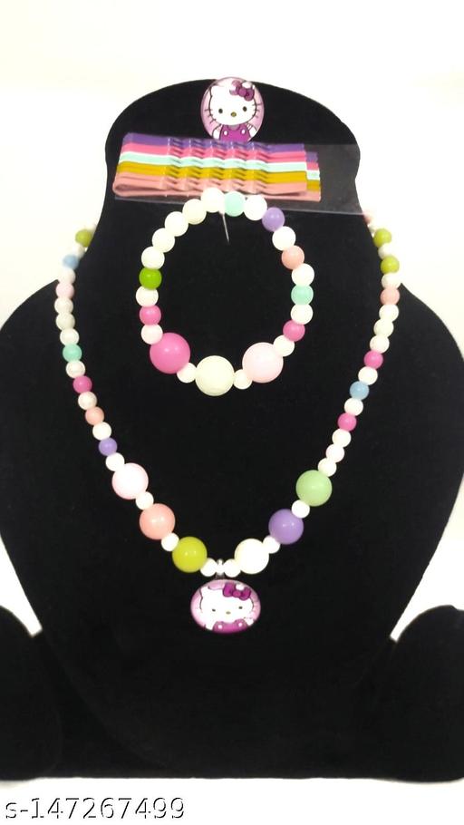Mebella-Girls-Multicolor-Beaded-Stretchable-charm-Necklace-Set-with-Ring-/Stretchable-Bracelet/10-Pcs-Metal-Hair-Pins-Jewellery-Set