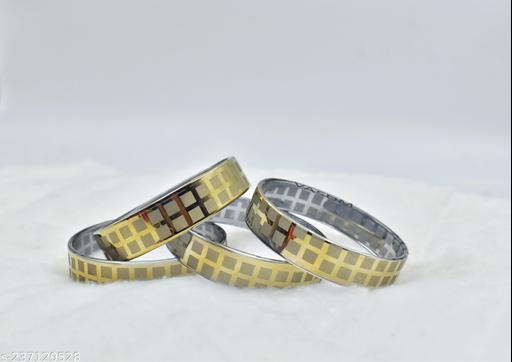 VASUM Golden Polished and Printed Borosil Glass Designer Kada | Kangan | Bangles for Women and Girls (Pack of 4 Kada)