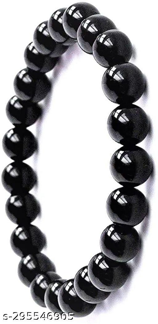 Mala's Collections II Black Onyx Natural Feng-Shui Healing Crystal Gemstone Beads Bracelet.