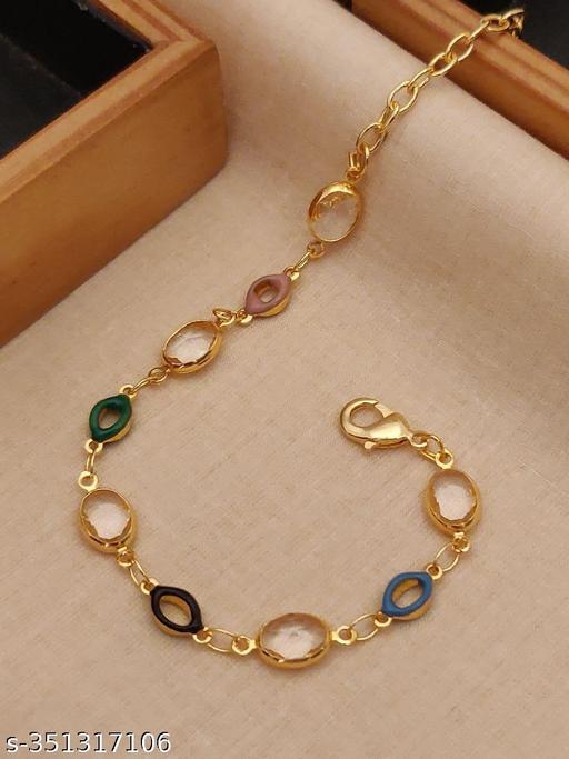 HV JEWELLERY Gold Plated Colourful Stylish Bracelet 1 Pc Anklet