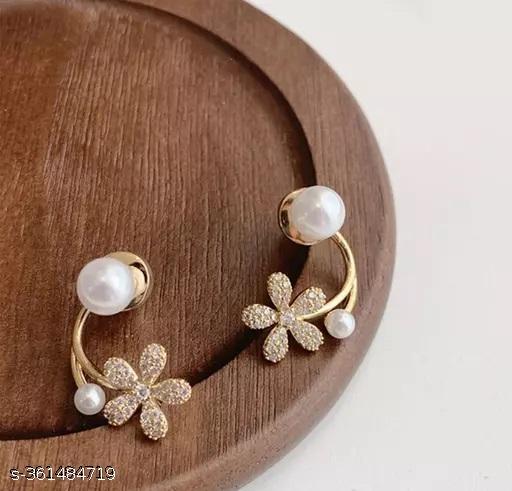 Stylish Pearl Earrings | Korean Earrings | Gold Stud Earrings | For Women & Girls