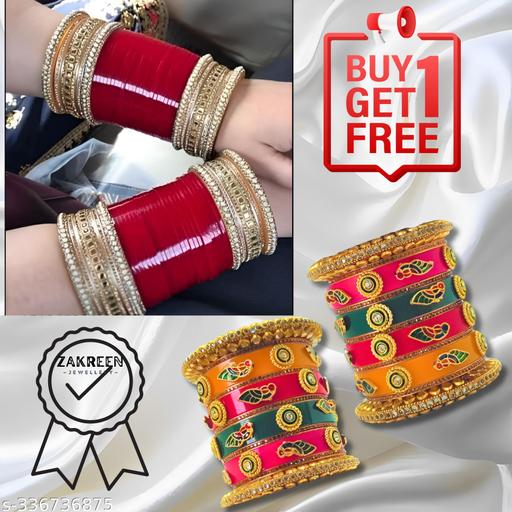 New Mayur Bangle With Red Pati Set For Women, Weeding Chuda , Bangle Set