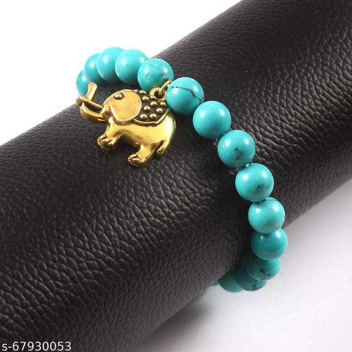 Natural Turquoise Bracelet with Elephant Charm