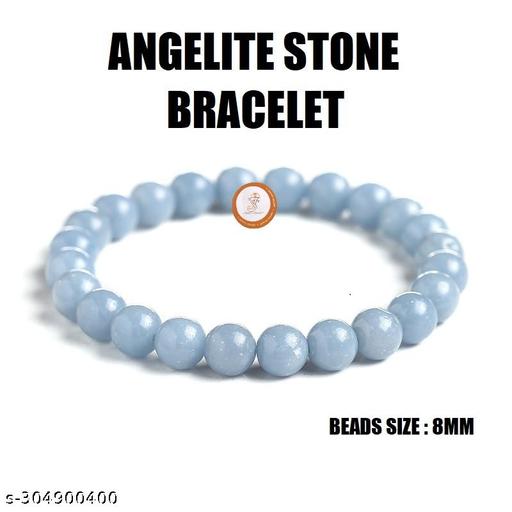 Angelite Bracelet Lab Certified 8mm Crystal Stone Beads For Men And Women For Reiki Healing Numerology Vastu And Astrology Purpose